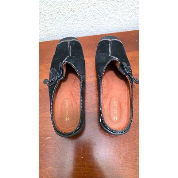 Naturalizer Black Suede Slip-On Mules With Leather Accents & Stitching Size 8 - Picture 5 of 9